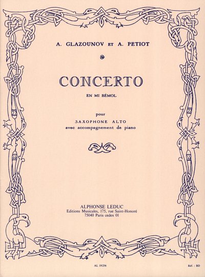 A. Glasunow: Concerto En MI Bemol, ASaxKlav