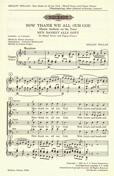J.H. Willan et al.: Hymn-Anthem on the tune "Nun danket alle Gott": Now thank we all our God