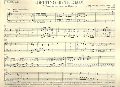 G.F. Händel: Dettinger Te Deum HWV 283, 3GesGchOrchB (Bc)