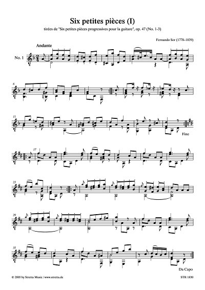 DL: F. Sor: Six petites pieces (I) op. 47, Nr. 1-3