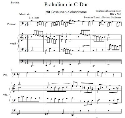 J.S. Bach: Posaunen-Solostimme zum Präludium in C- Dur BWV 567