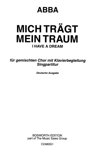 ABBA: Mich trägt mein Traum (I have a dream), GchKlav (Chpa)