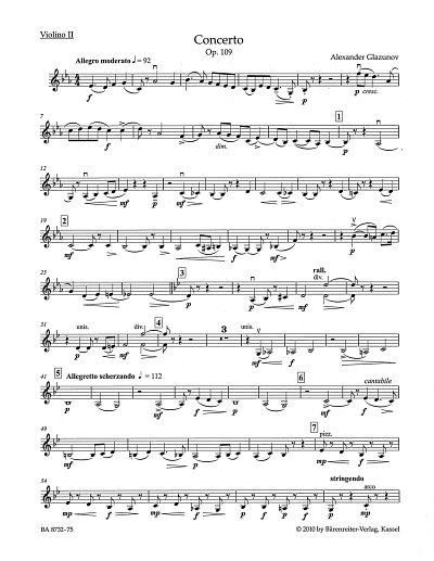 A. Glasunow: Konzert in Es-Dur op. 109, AsaxStro (Vl2)