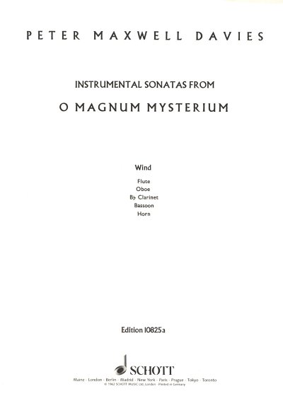 P. Maxwell Davies: O Magnum Mysterium op. 13a 