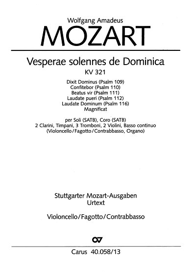 W.A. Mozart: Vesperae solennes de Domin, 4GesGchOrcBc (VcKb)