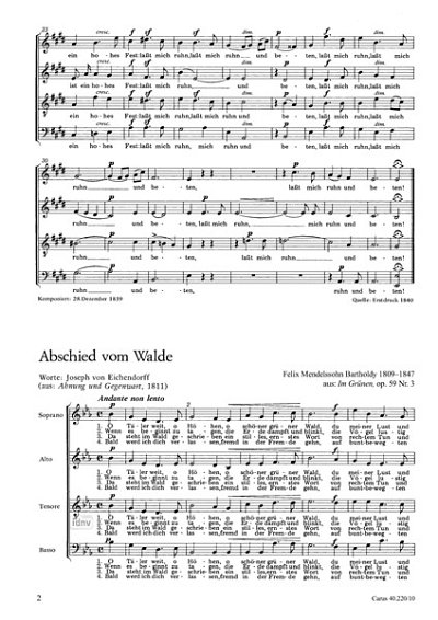 DL: F. Mendelssohn Barth: O Täler weit; Abschied; Die Pr (Pa