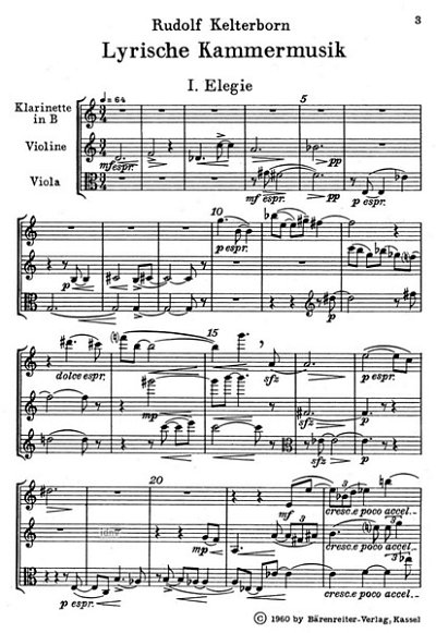 R. Kelterborn: Lyrische Kammermusik für Klarinette, Vi (Stp)