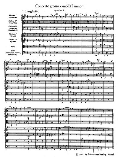 G.F. Händel: Concerto grosso e-Moll op. 6/3 HW, StroBc (Stp)