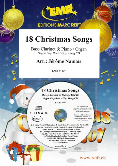 J. Naulais: 18 Christmas Songs, BassklarKlav (+CD)