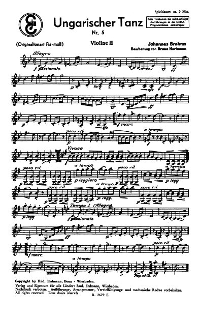 J. Brahms: Ungarischer Tanz 5 + 6