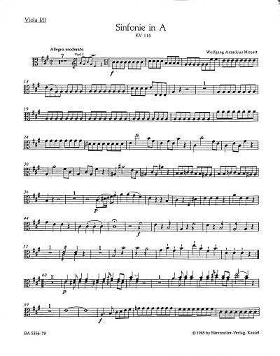 W.A. Mozart: Sinfonie Nr. 14 A-Dur KV 114, Sinfo (Vla 1, 2)