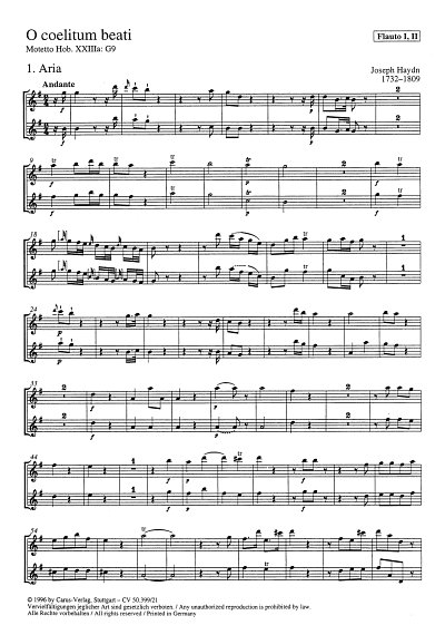 J. Haydn: O coelitum beati Hob. XXIIIa:G49; Motette / Stimme