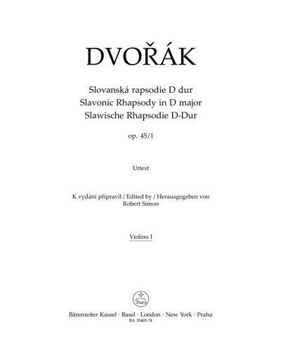 A. Dvorak: Slawische Rhapsodie Nr. 1 D-Dur o, SinfOrch (Vl1)