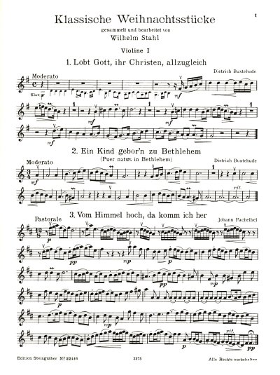 Klassische Weihnachtsstuecke Violine 1