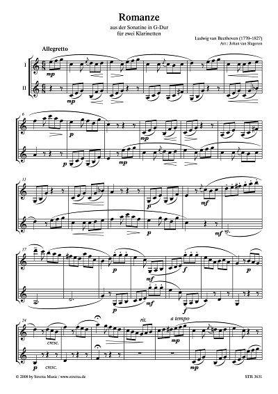 DL: L. v. Beethoven: Romanze aus der Sonatine G-Dur / bearbe