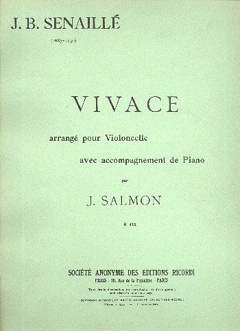 J. Senaillé: Vivace En Re Mineur Violoncelle Et Piano (Salmon