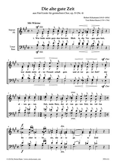 DL: R. Schumann: Die alte gute Zeit aus: Fuenf Lieder fuer g
