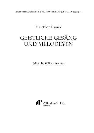 M. Franck: Geistliche Gesaenge und Melo., 2 gemischte Choere
