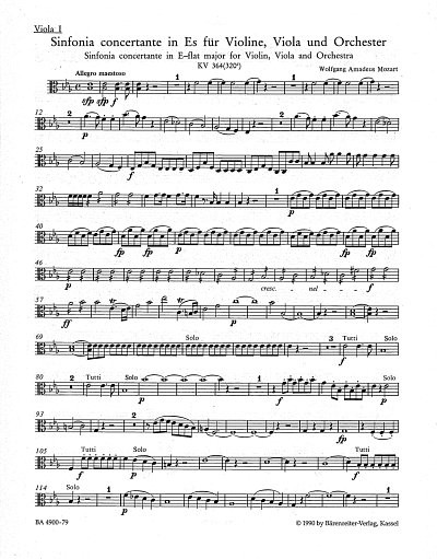 W.A. Mozart: Sinfonia concertante fuer Violine, Viola (VLA I