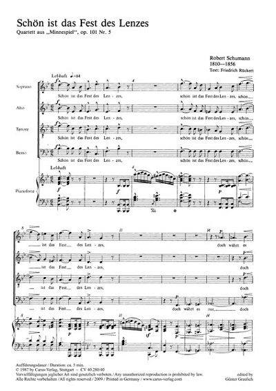 DL: R. Schumann: Schön ist das Fest des Lenzes B-Dur, Ch (Pa