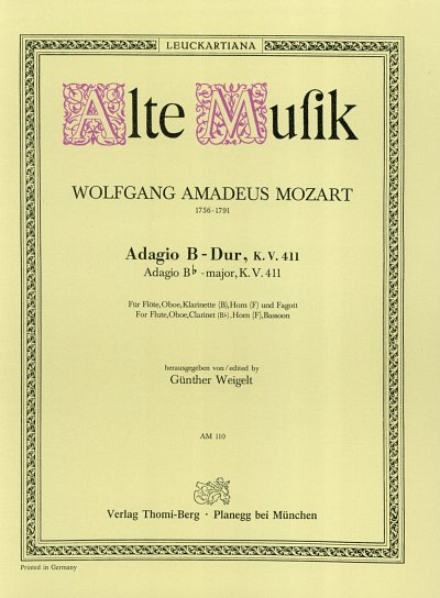 W.A. Mozart: Adagio B-Dur Kv 411