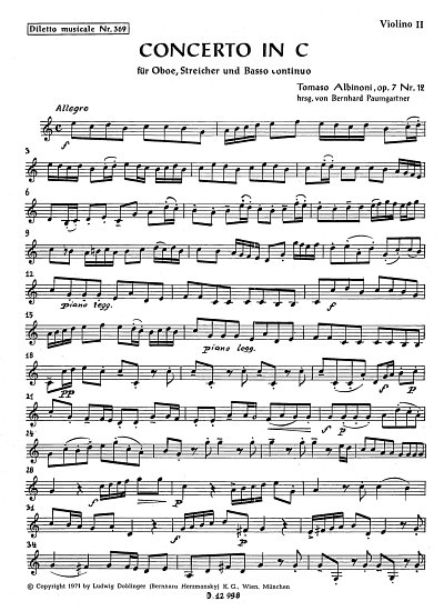 AQ: T. Albinoni: Concerto in C op. 7/12, ObStrBc (V (B-Ware)