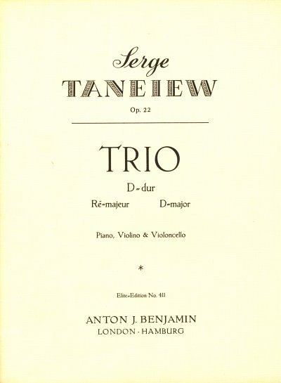 S.I. Tanejew: Klaviertrio D-Dur op. 22 , VlVcKlv (Stsatz)