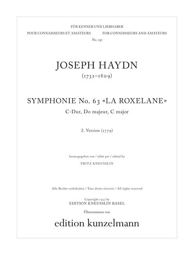 J. Haydn: Sinfonie Nr. 63, 2. Version (1779) C-Dur Hob I:63