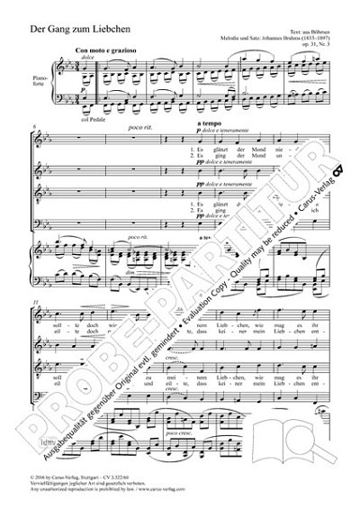 J. Brahms: Der Gang zum Liebchen Es-Dur op. 31, 3 (1863)