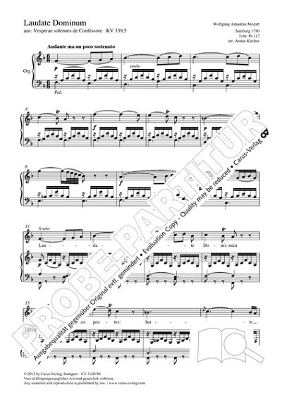 DL: W.A. Mozart: Laudate Dominum F-Dur KV 33, GesSGchOrg (Pa