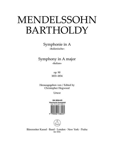 F. Mendelssohn Barth: Symphonie A-Dur op. 90, Sinfo (HARM)