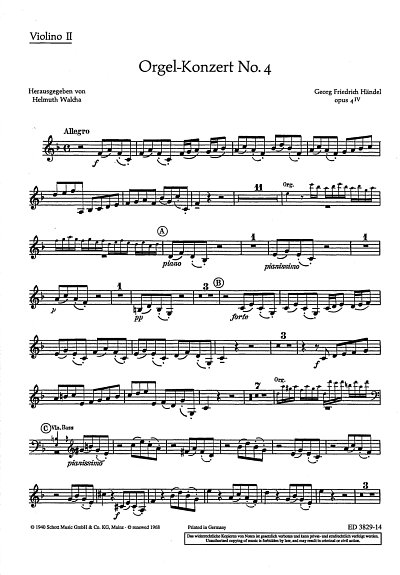 G.F. Handel: Orgel-Konzert Nr. 4  F-Dur op. 4/4 HWV 292