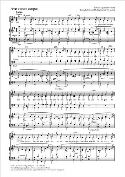 DL: E. Elgar: Ave verum corpus G-Dur, GchOrg (Part.)