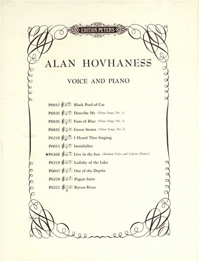 A. Hovhaness: Live in the Sun op. 169