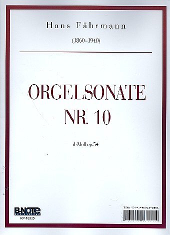 H. Fährmann: Orgelsonate Nr. 10 d-Moll op.54, Org