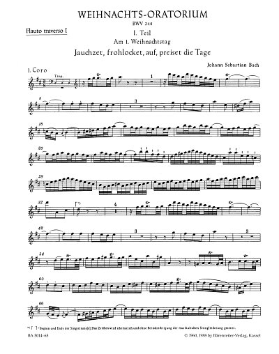 J.S. Bach: Weihnachts-Oratorium BWV 248, 4GesGchOrchO (Fl1)