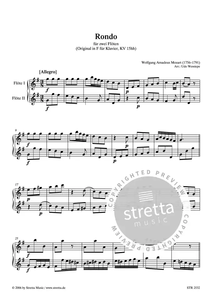 DL: W.A. Mozart: Rondo KV 15hh, bearbeitet fuer zwei Floeten (0)