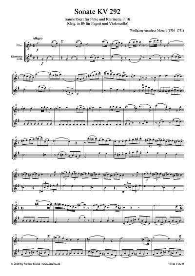 DL: W.A. Mozart: Sonate KV 292 transkribiert fuer Floete und