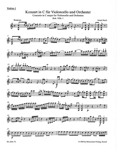 J. Haydn: Konzert für Violoncello und Orcheste, VcOrch (Vl1)
