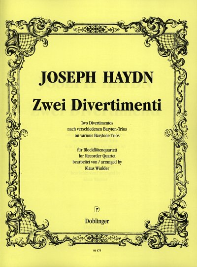 J. Haydn: 2 Divertimenti Nach Bariton Trios