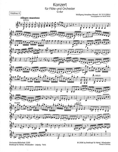 AQ: W.A. Mozart: Flötenkonzert Nr. 1 G-dur KV 313,  (B-Ware)