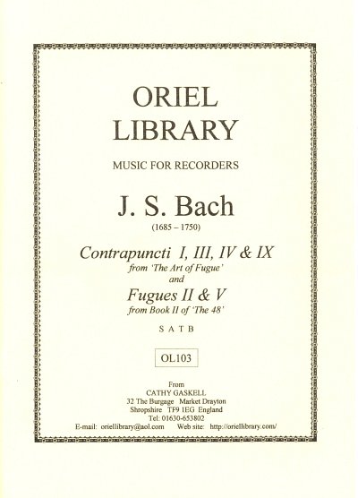 J.S. Bach: Contrapunctus 1 3 4 9 + Fuge 2 + 5 Music For Reco