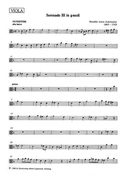 B.A. Aufschnaiter: Serenade Nr. 3 g-Moll aus 
