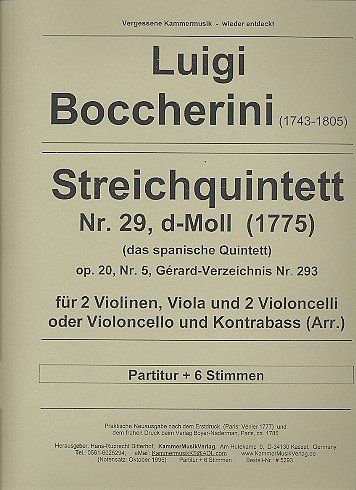 L. Boccherini: Streichquintett Nr. 29 d-Mol., 2 Violinen, Vi