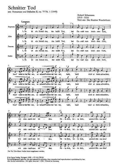 R. Schumann: Schnitter Tod op. 75 Nr. 1; aus: Romanzen und B