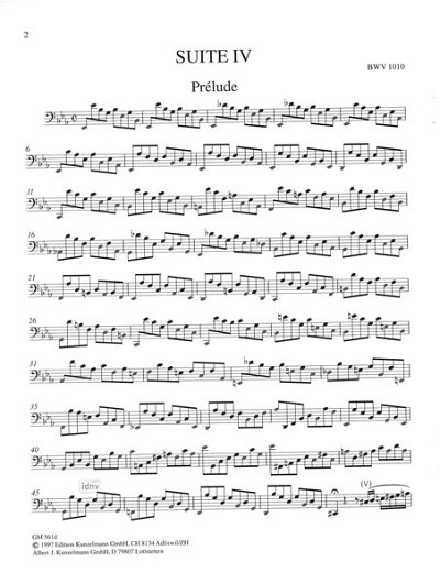 J.S. Bach: Solo-Suite Nr. 4 Es-Dur BWV 1010, Vc