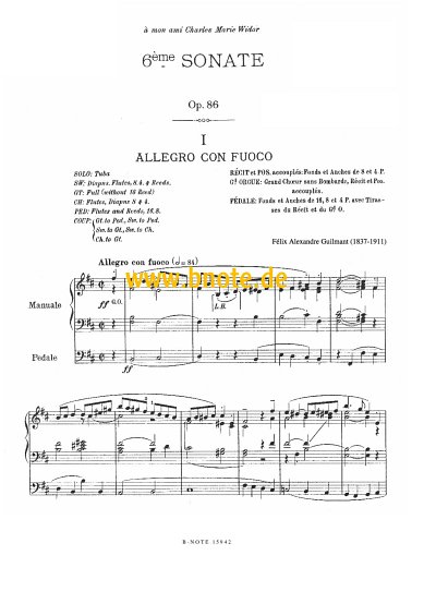 F.A. Guilmant: Sonate Nr. 6 h-Moll op.86, Org