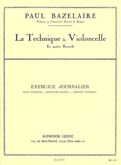 P. Bazelaire: Technique Du Violoncelle, Vc