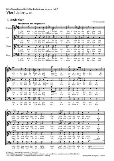 F. Mendelssohn Bartholdy: Im Freien zu singen (Heft 5) Op. 100