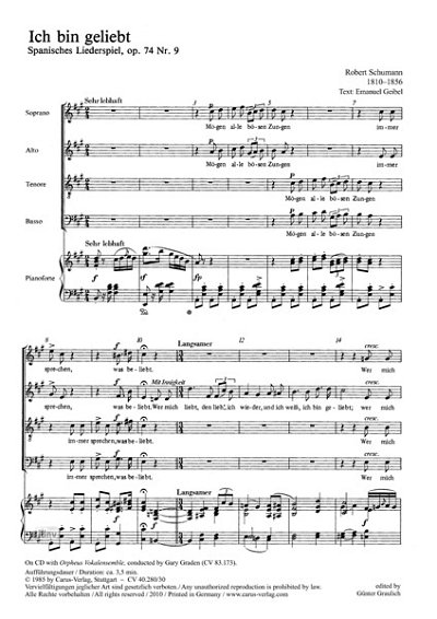 DL: R. Schumann: Ich bin geliebt A-Dur op. 74,9 (184, Ch (Pa